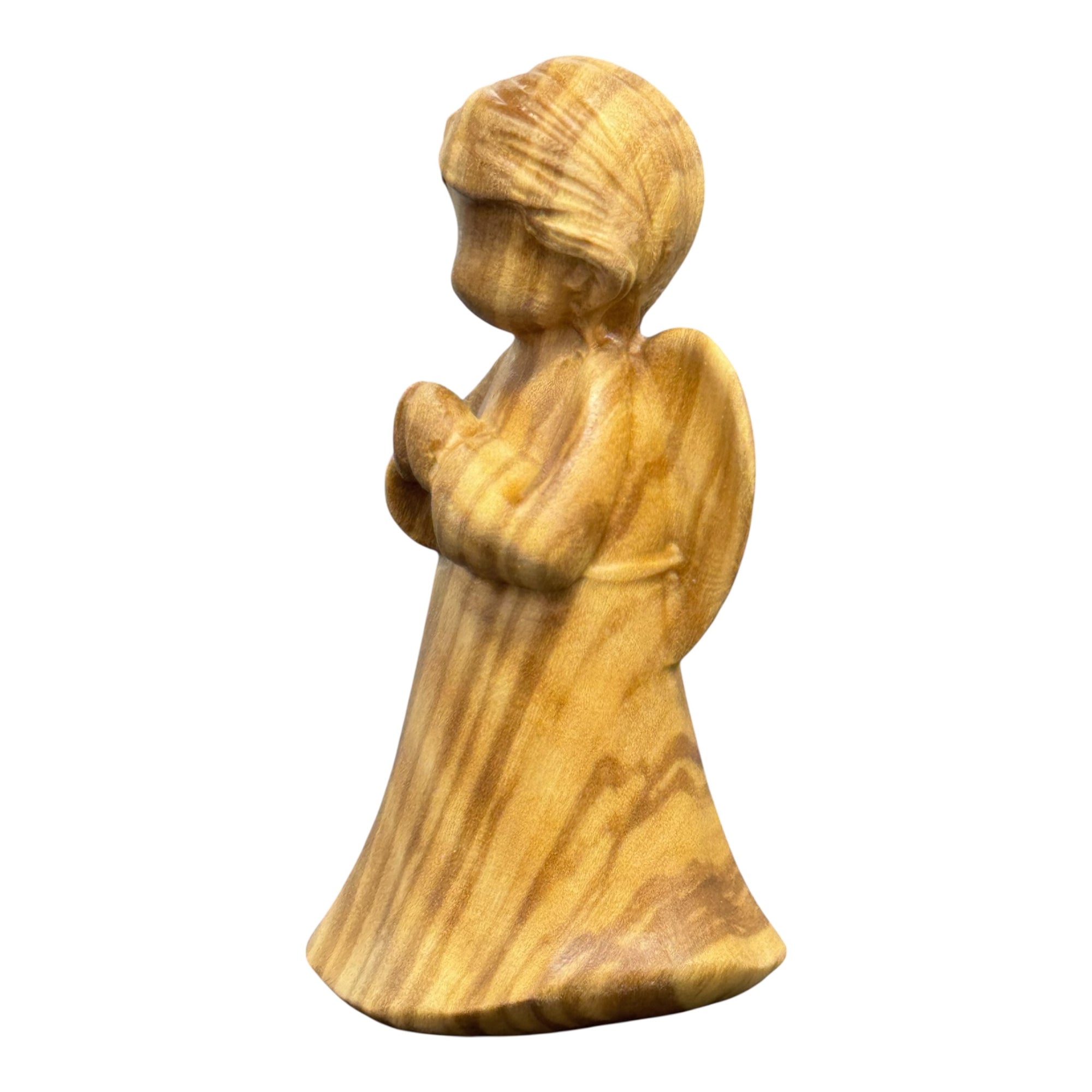 Ange en Prière – Sculpture Artisanale en Bois d’Érable et d’Olivier | DOLFI