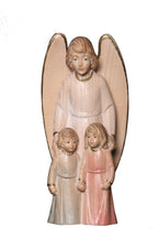 Ange gardien avec enfant sculpté en bois d'érable
