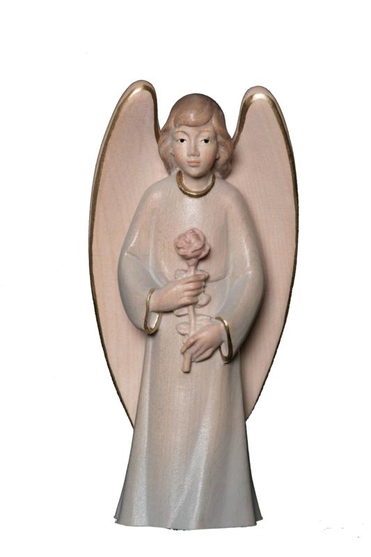 Angelo Custode con Rosa - scultura in legno
