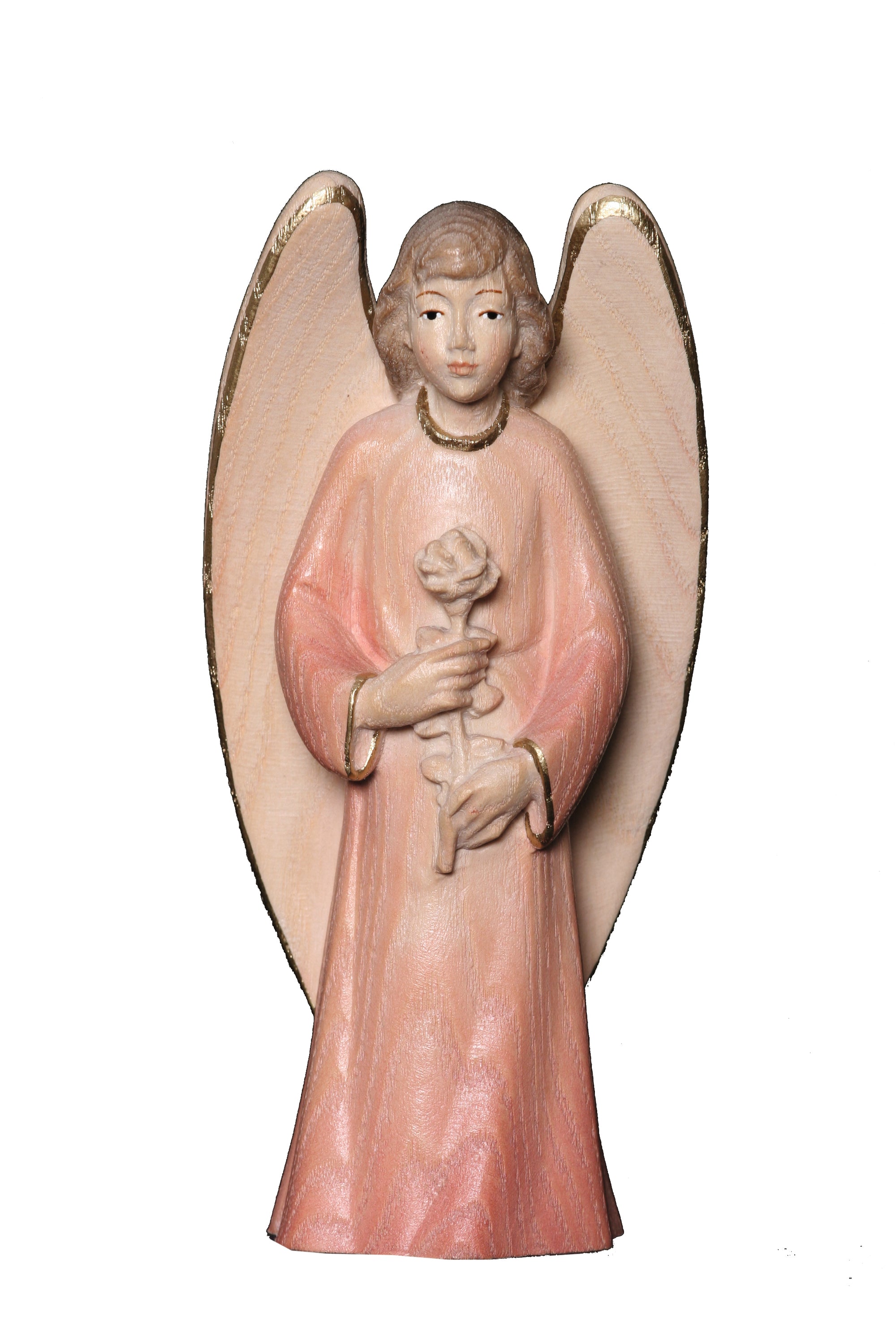 Angelo Custode con Rosa - scultura in legno