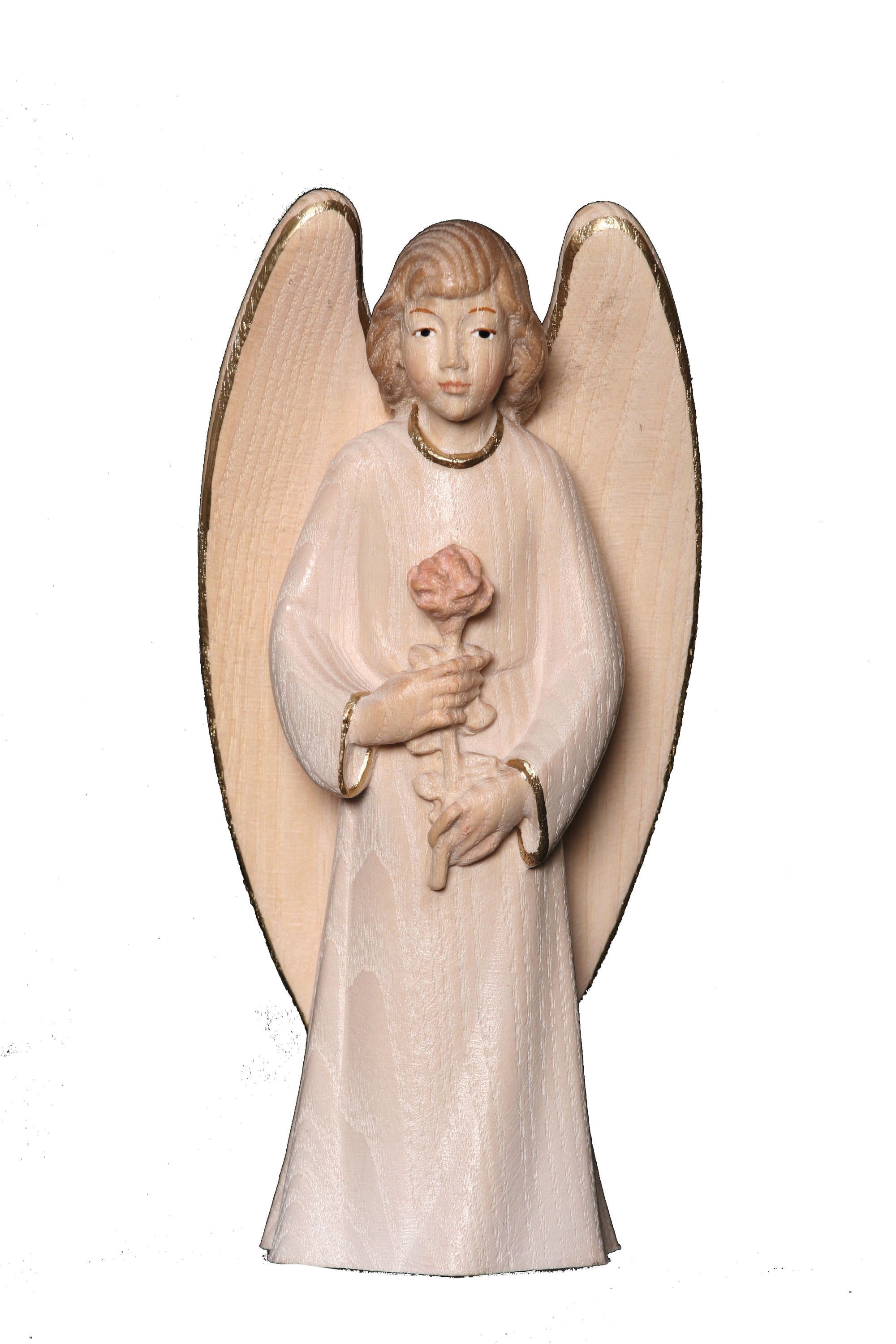 Angelo Custode con Rosa - scultura in legno