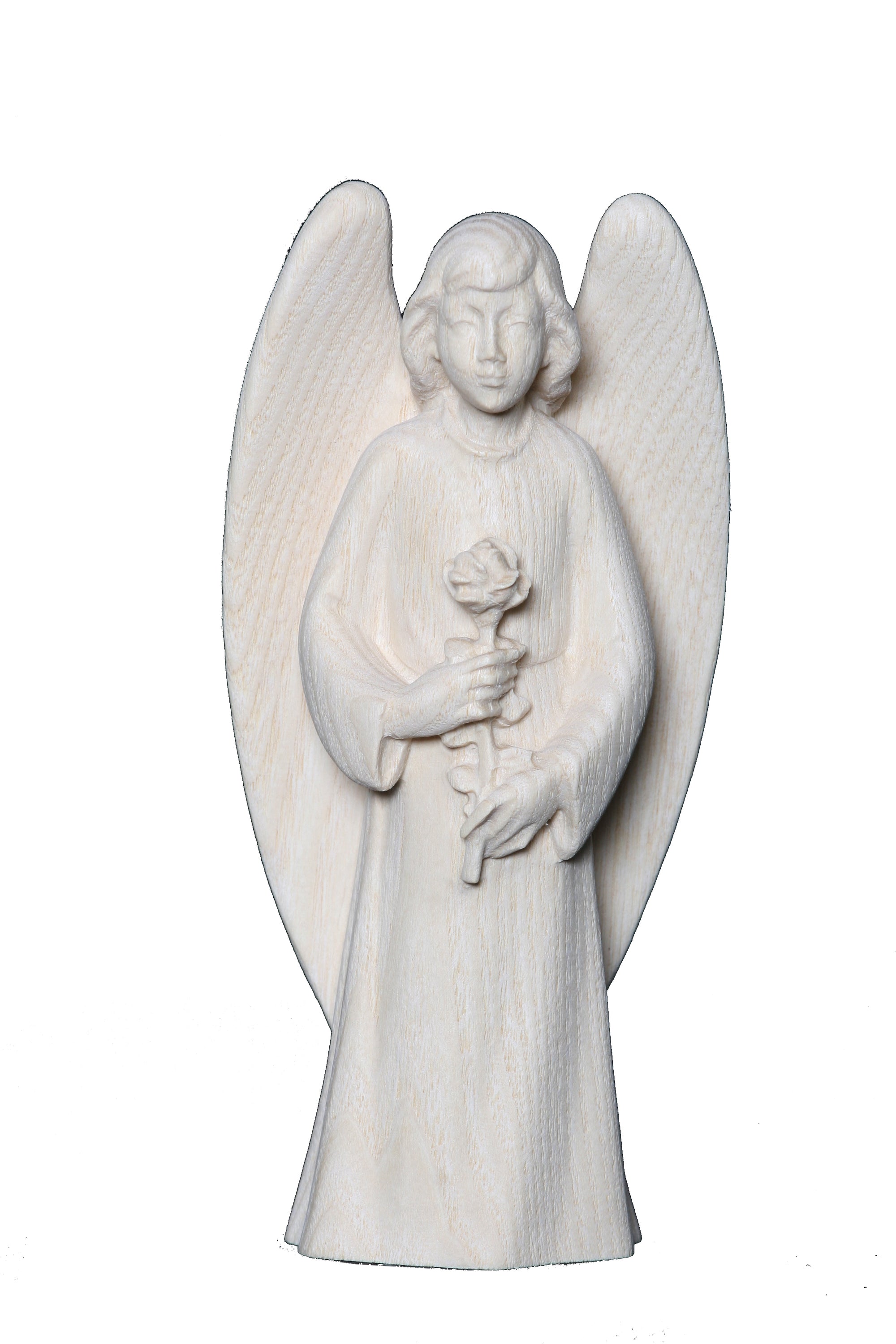 Angelo Custode con Rosa - scultura in legno