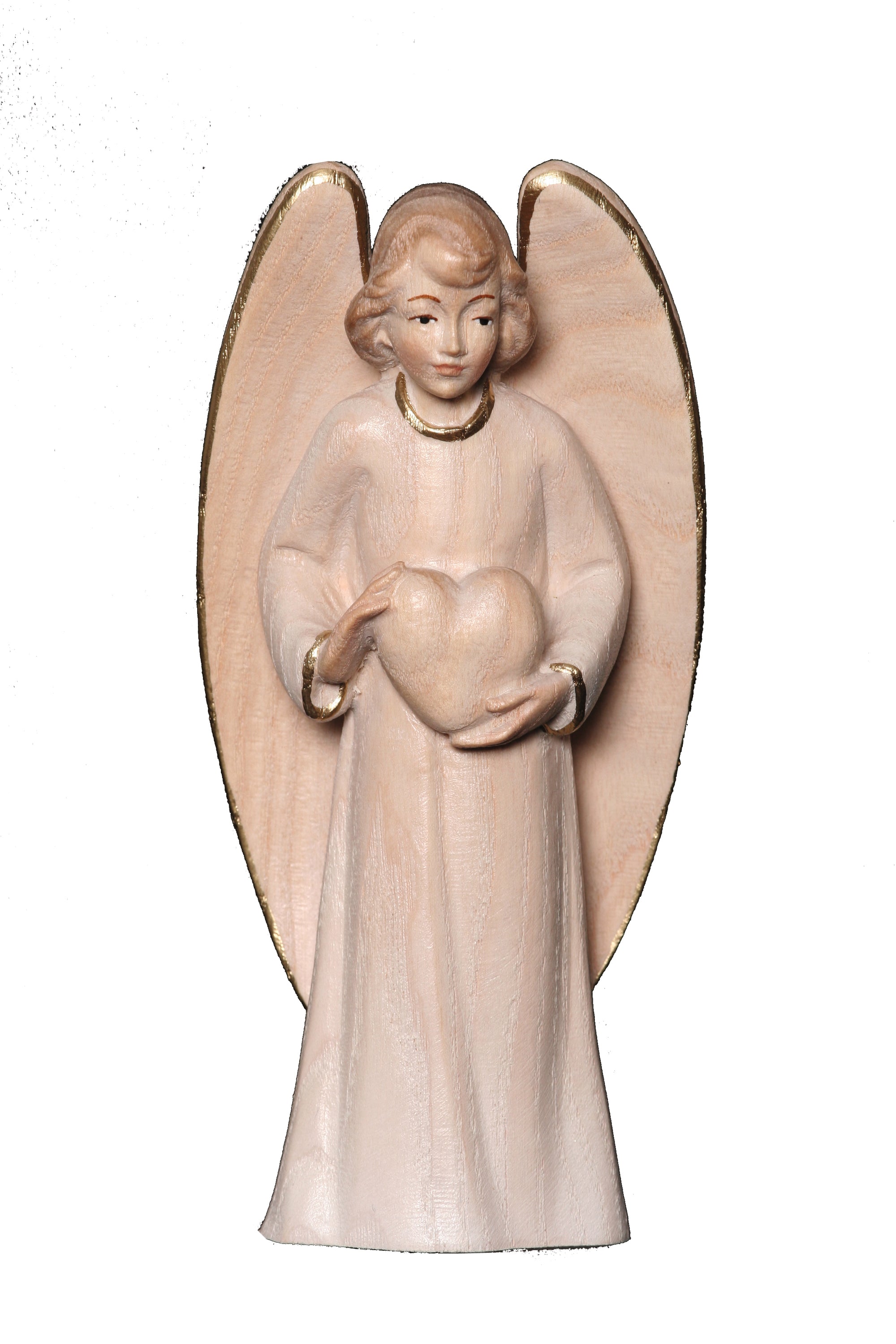 Ange gardien avec cœur en bois d'érable