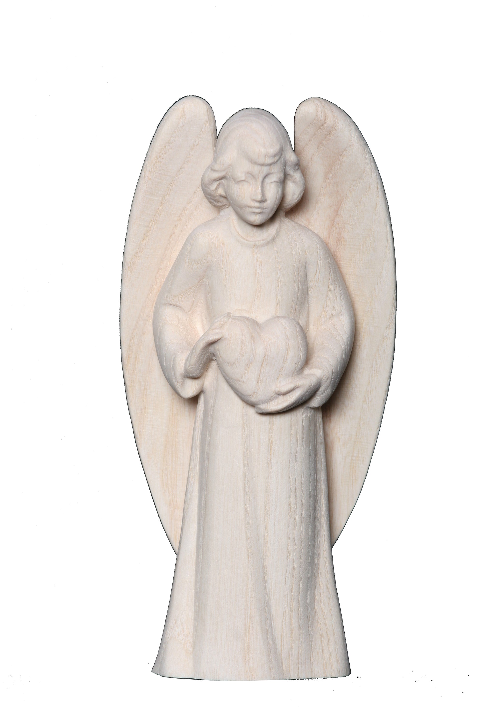 Ange gardien avec cœur en bois d'érable