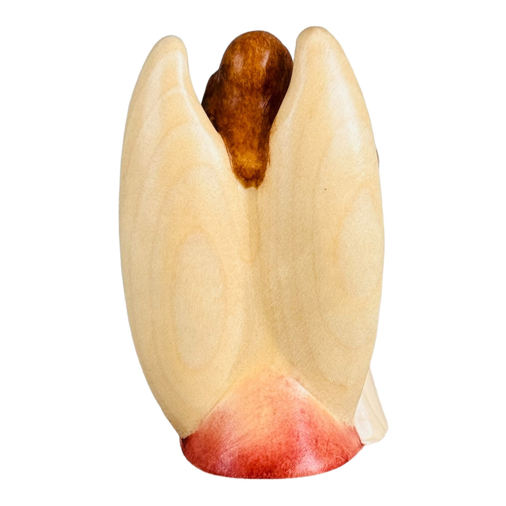 Ange gardien en bois avec une fille