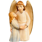 Ange gardien en bois avec une fille