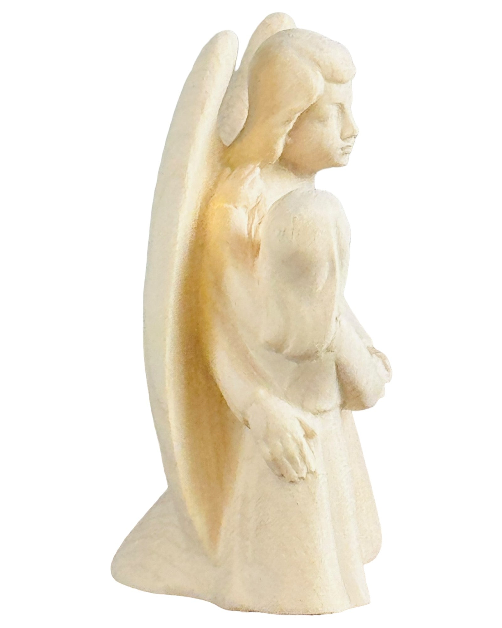 Ange gardien en bois avec une fille