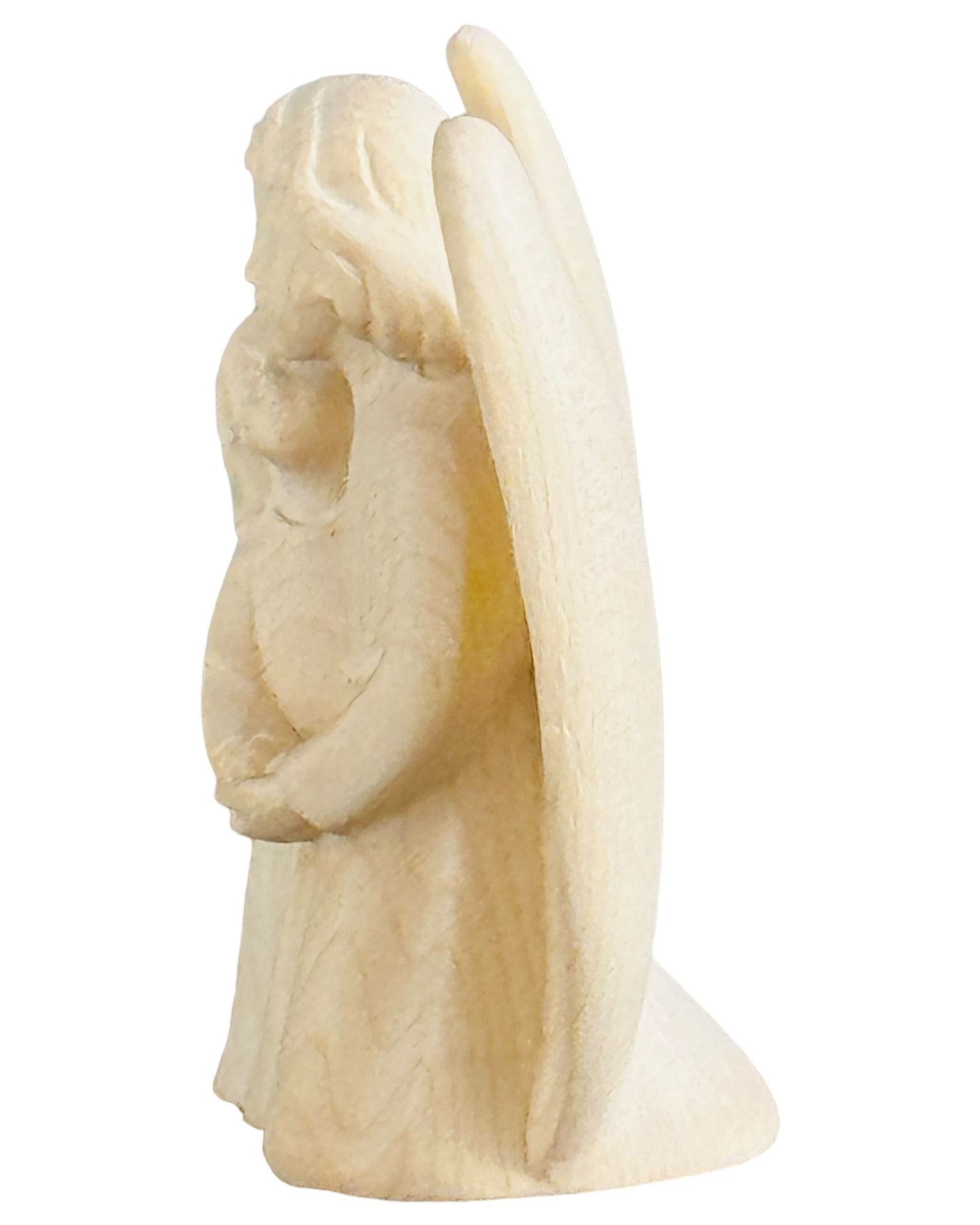 Ange gardien en bois avec une fille