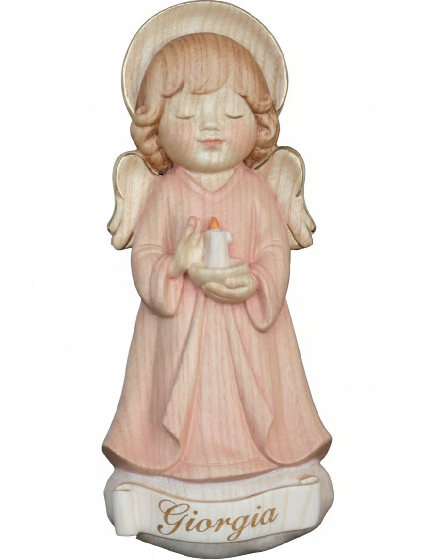 Angelo Custode Legno Acero Personalizzato con Nome | DOLFI