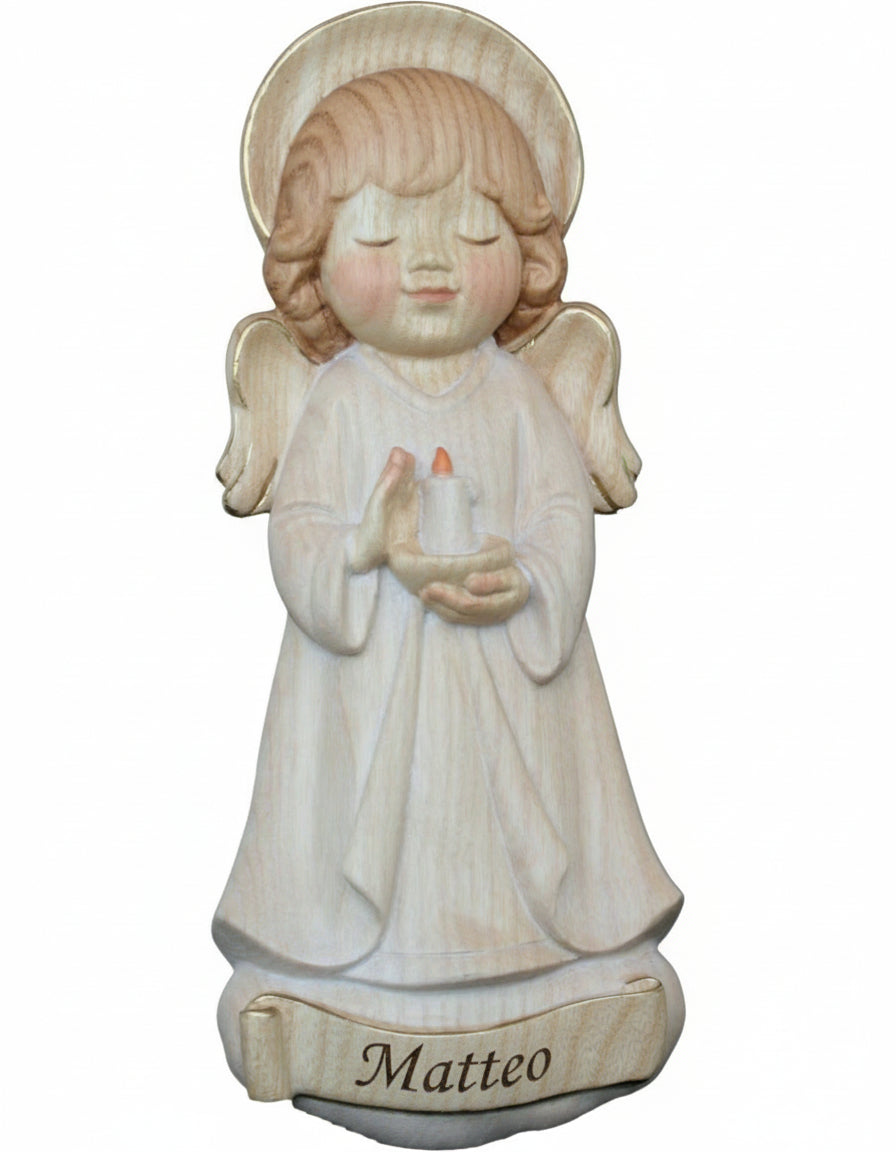 Angelo Custode Legno Acero Personalizzato con Nome | DOLFI