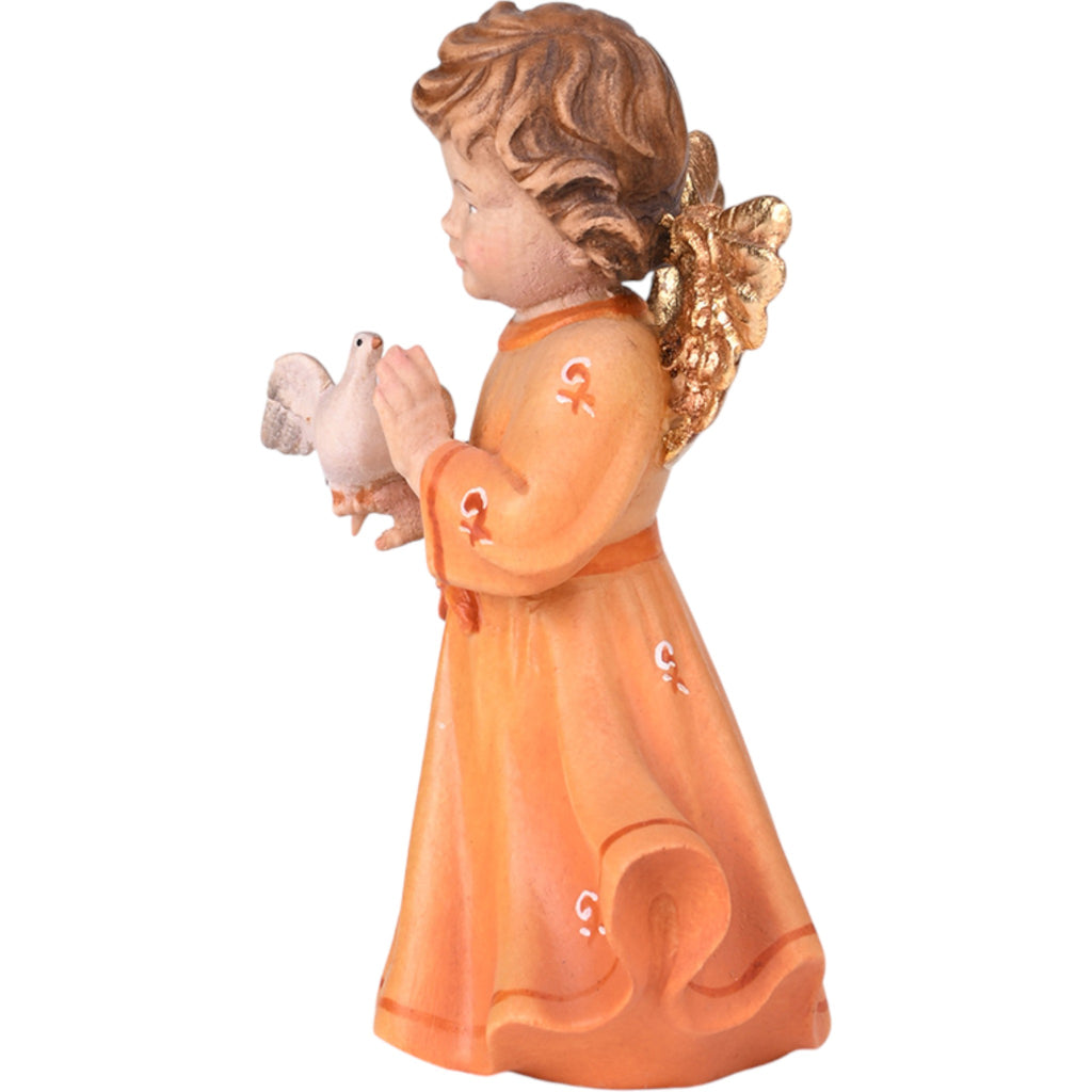 Ange avec colombe en bois sculpté