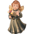 Angelo in legno con fiore - abito verde