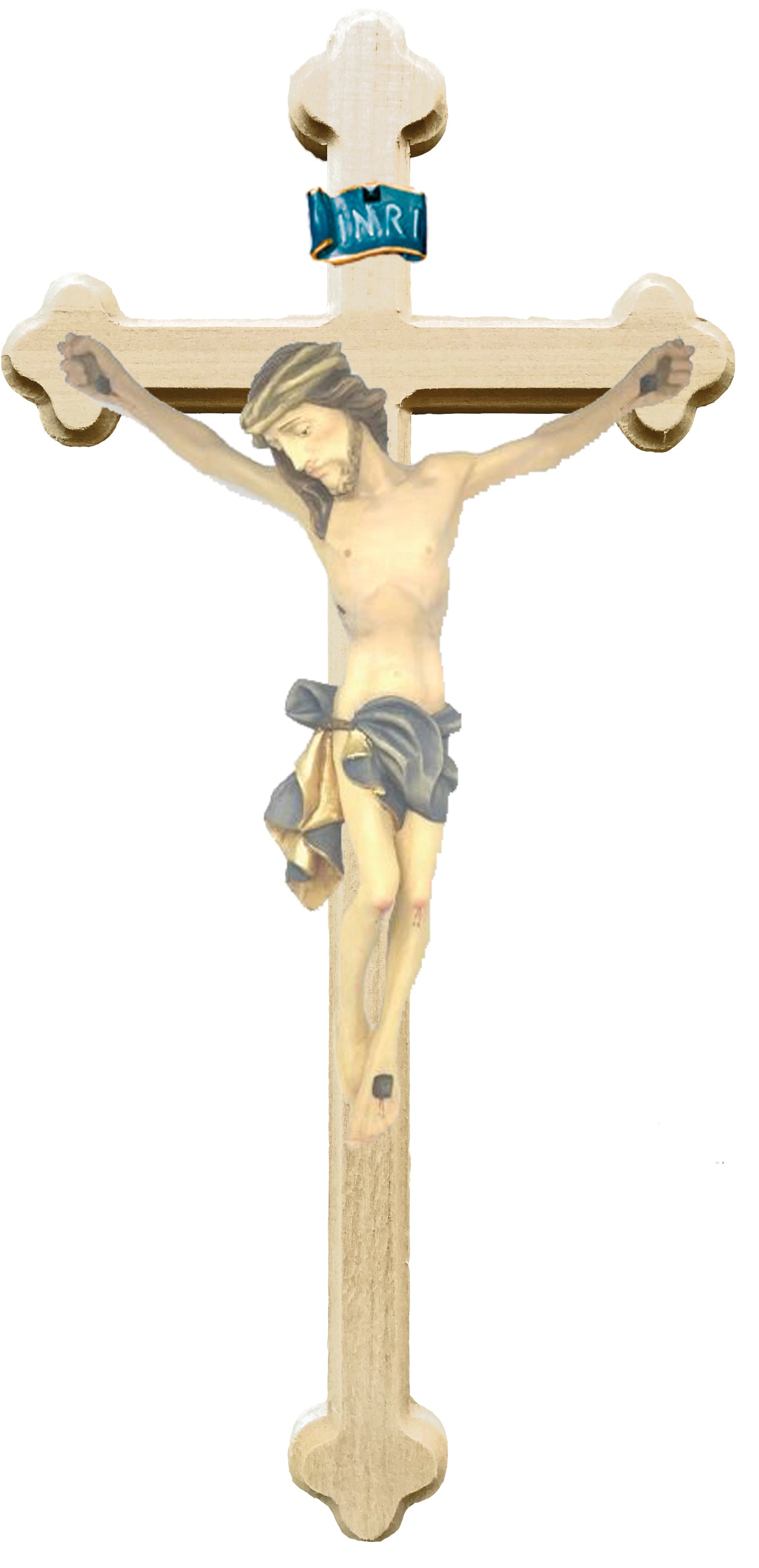 Christuskörper auf traditionellem Kreuz - in Brauntönen lasiert