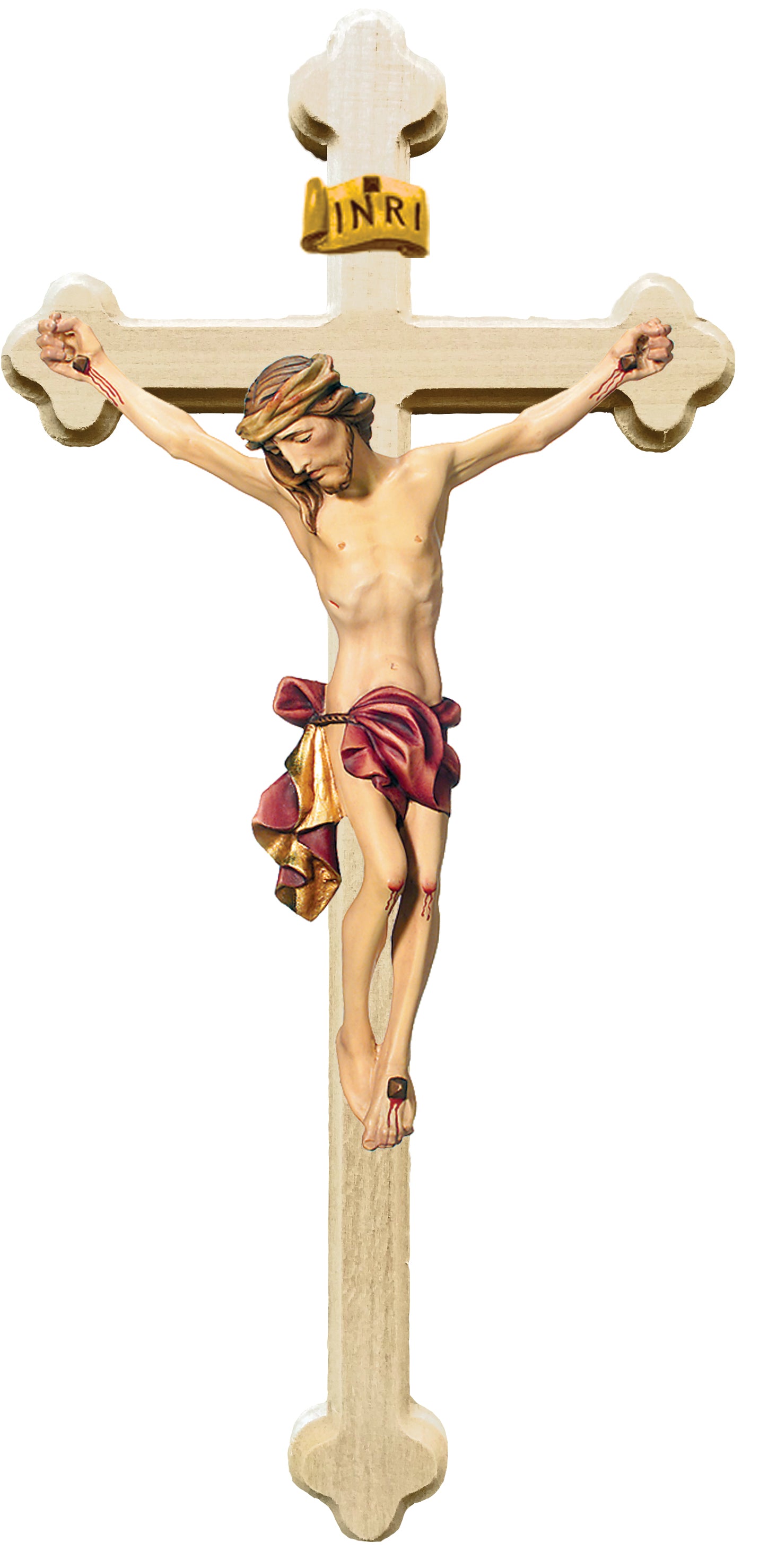 Christuskörper auf traditionellem Kreuz - in Brauntönen lasiert