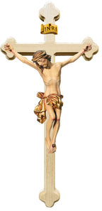 Christuskörper auf traditionellem Kreuz - in Brauntönen lasiert