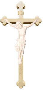 Christuskörper auf traditionellem Kreuz - in Brauntönen lasiert