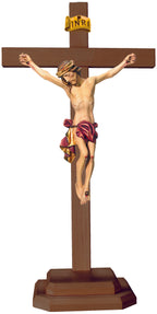 Christuskörper mit Sockel auf Kreuz - Blaues Tuch