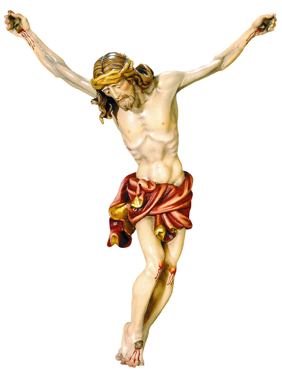 Jesus Christus Körper barock in Ahornholz - Blaues Tuch