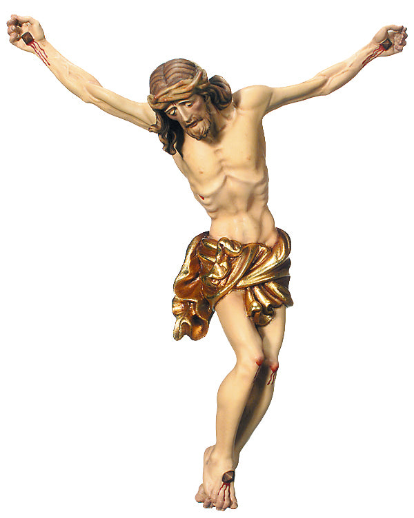 Jesus Christus Körper barock in Ahornholz - Blaues Tuch