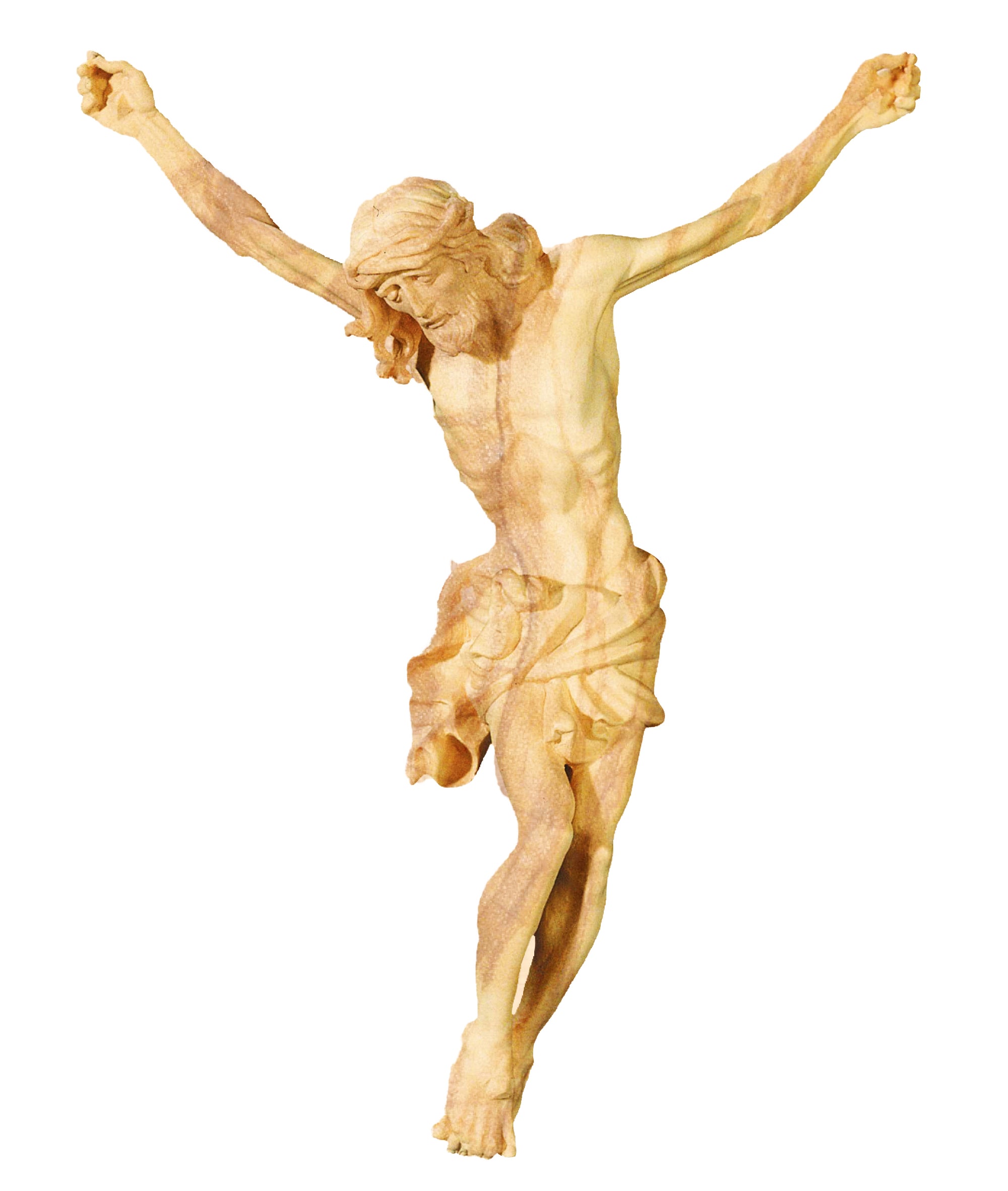 Jesus Christus Körper barock in Ahornholz - Blaues Tuch