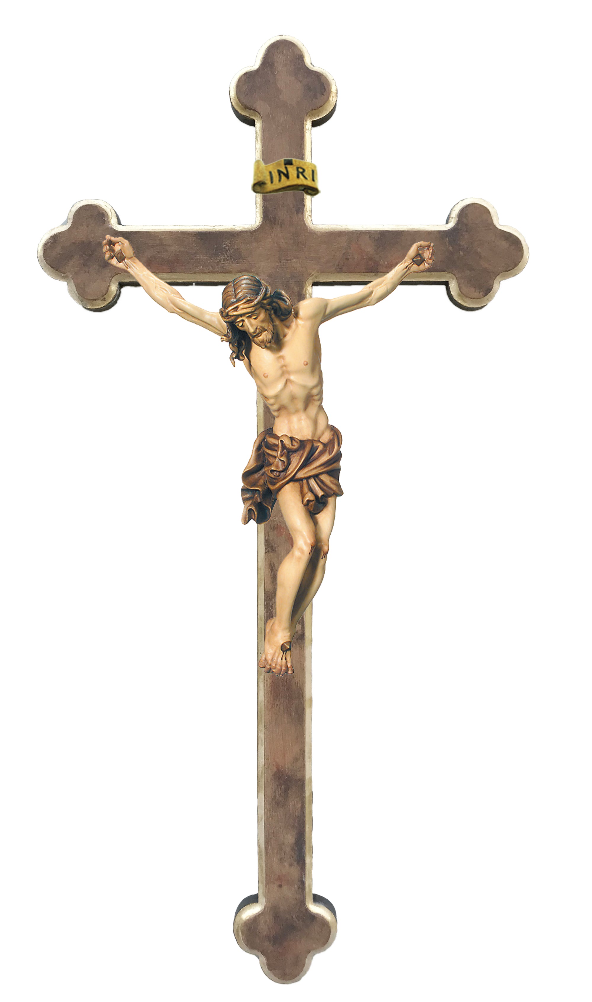 Body of Christ on baroque cross wood carved - color