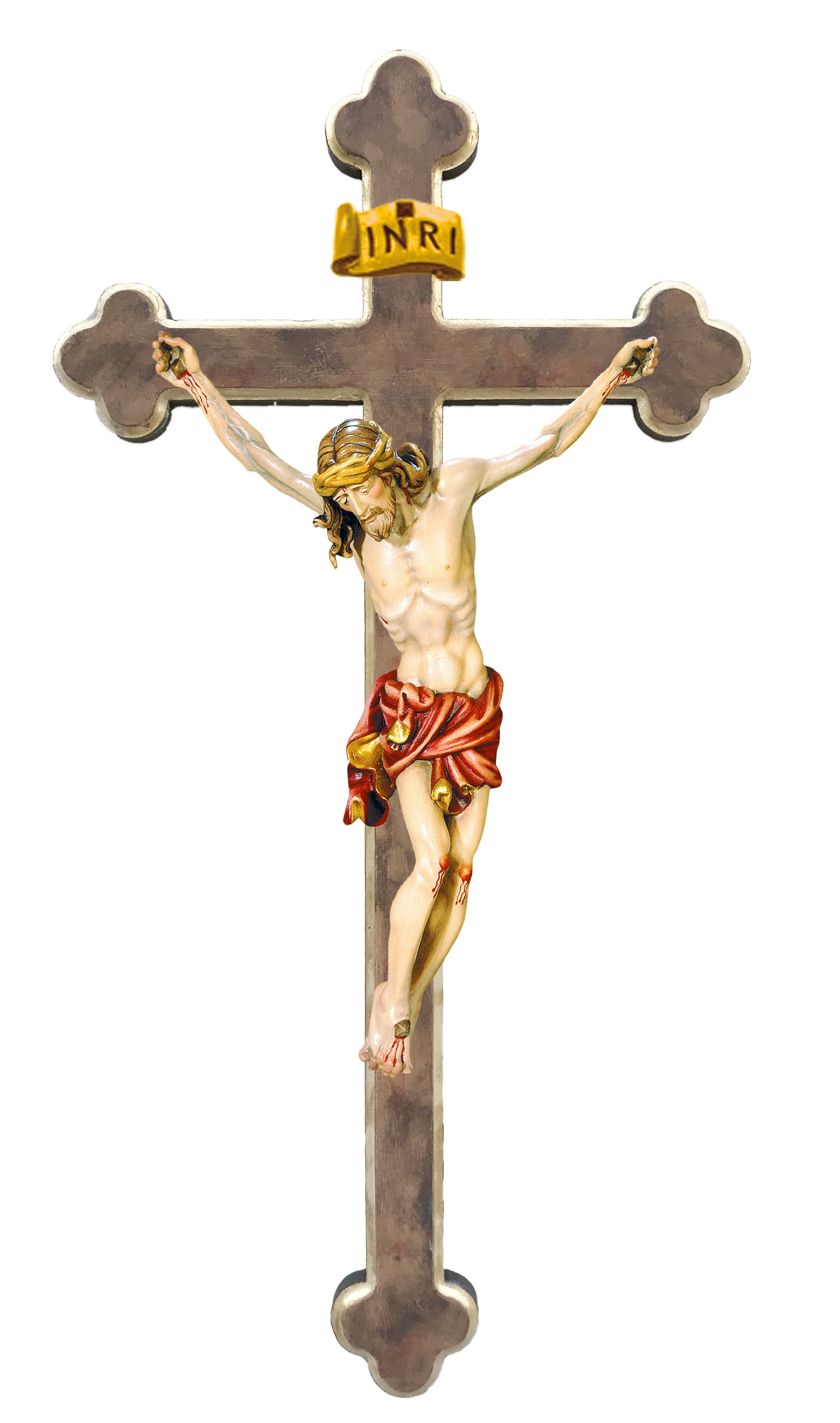 Body of Christ on baroque cross wood carved - color