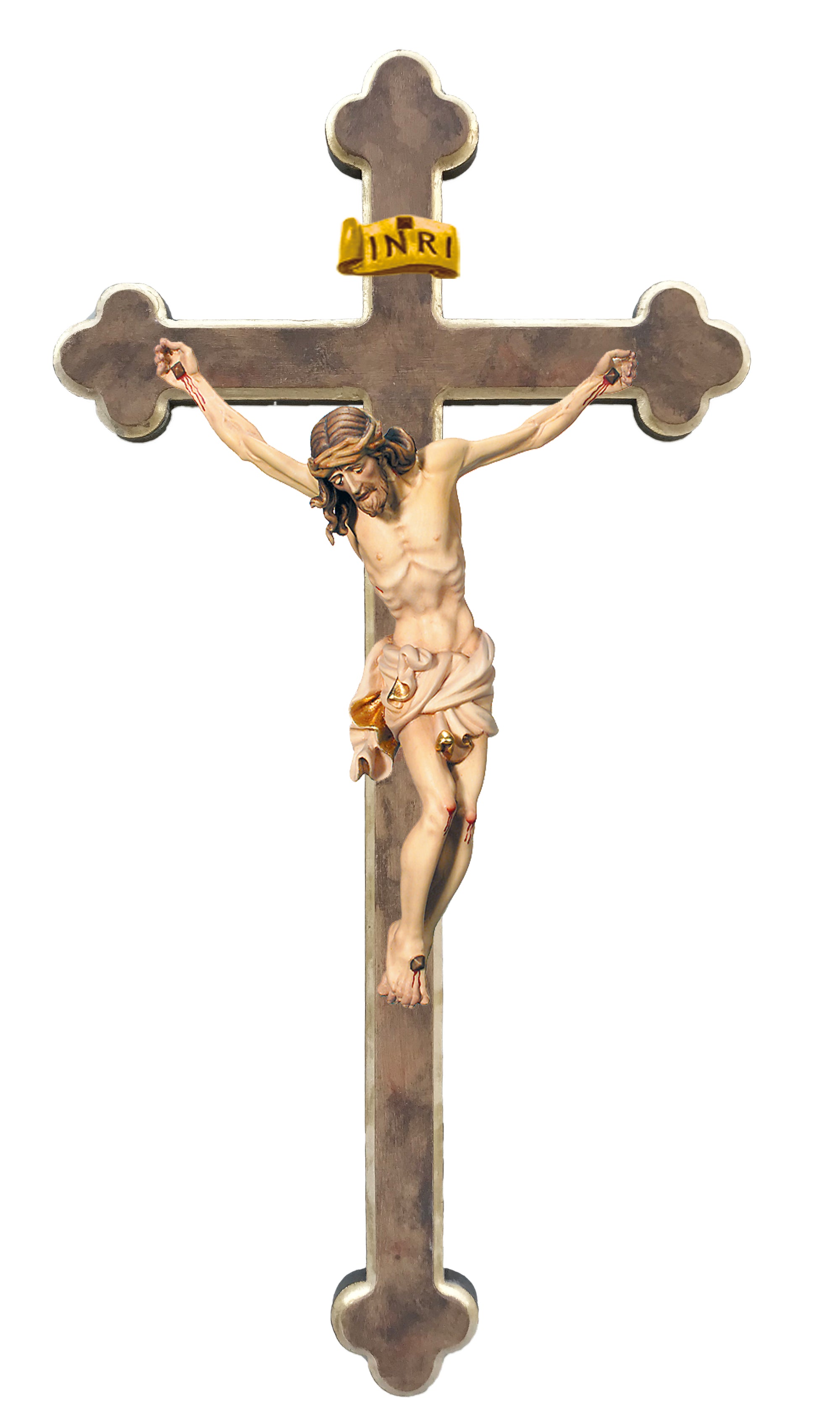 Body of Christ on baroque cross wood carved - color