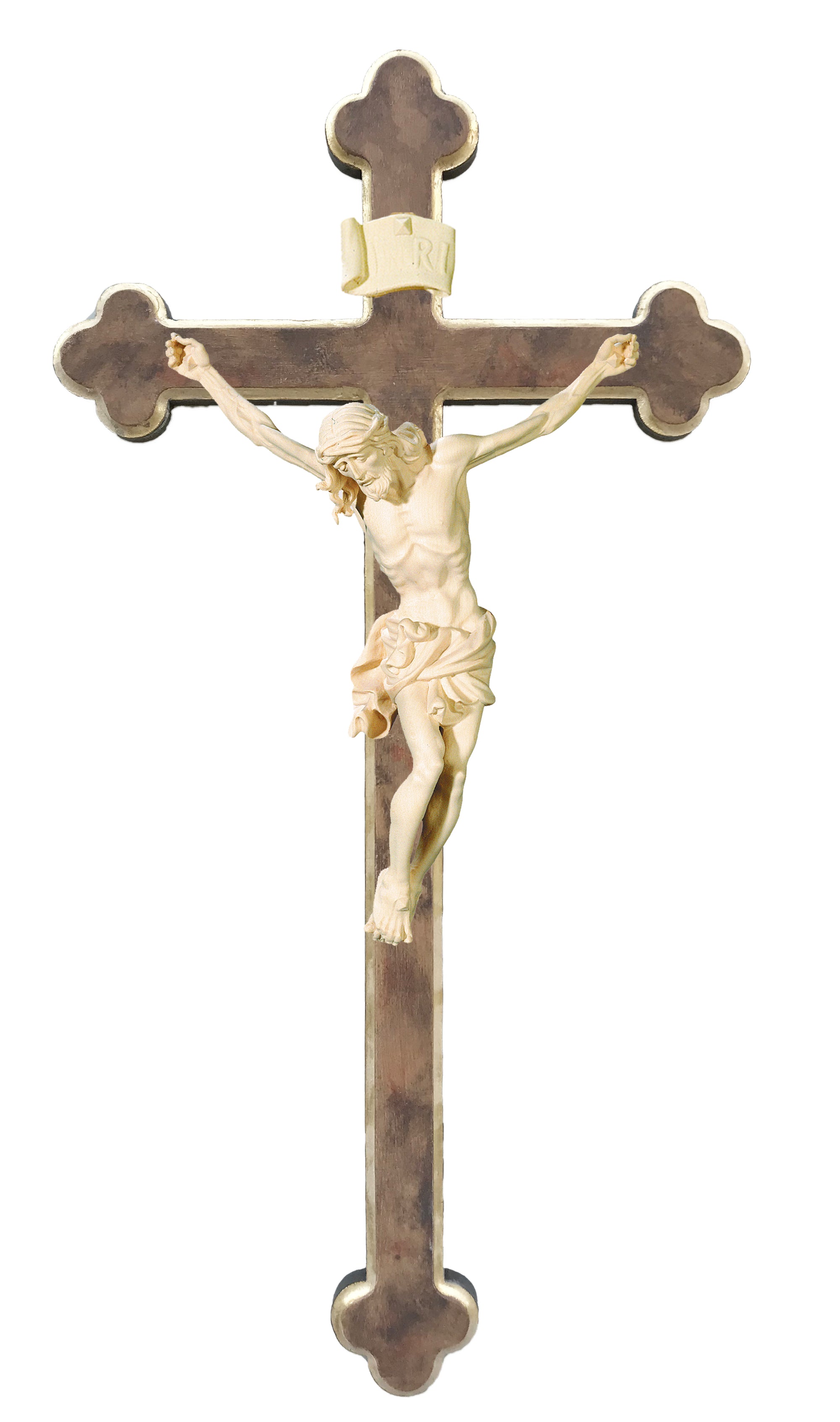 Body of Christ on baroque cross wood carved - color