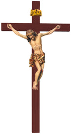Christuskörper auf geradem Kreuz - Blaues Tuch