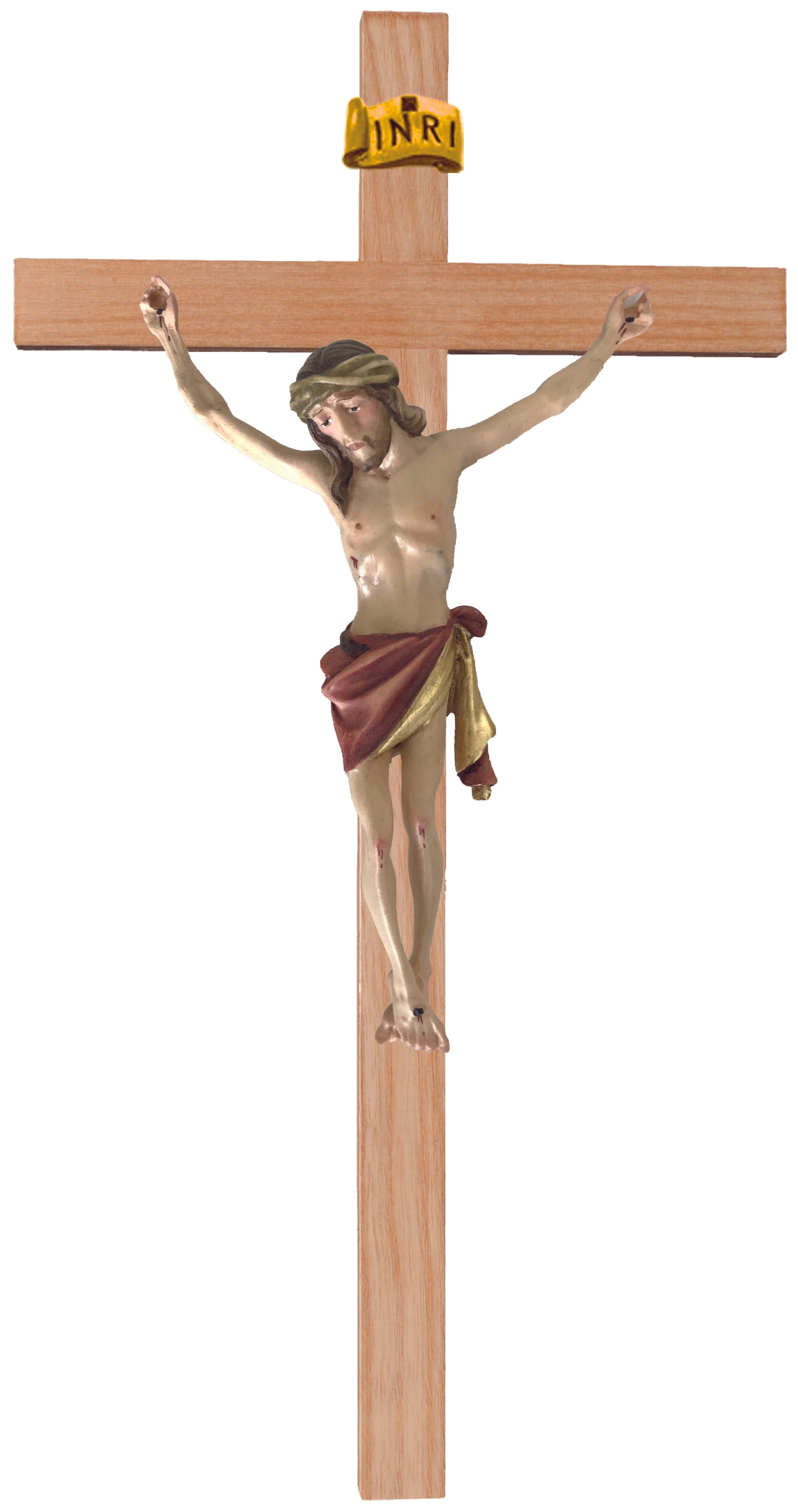 Crucifix sur croix droite bois clair