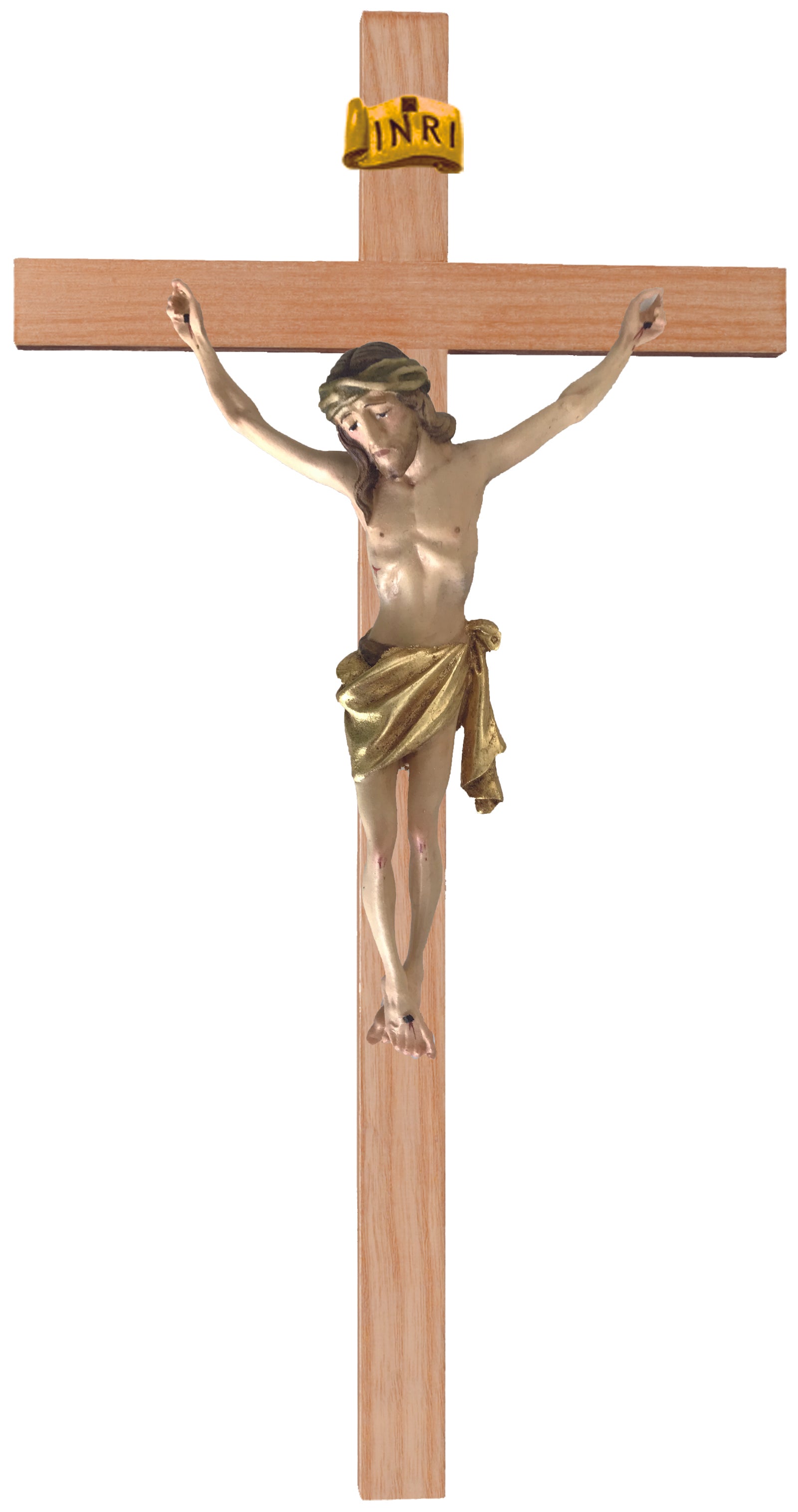 Crucifix sur croix droite bois clair