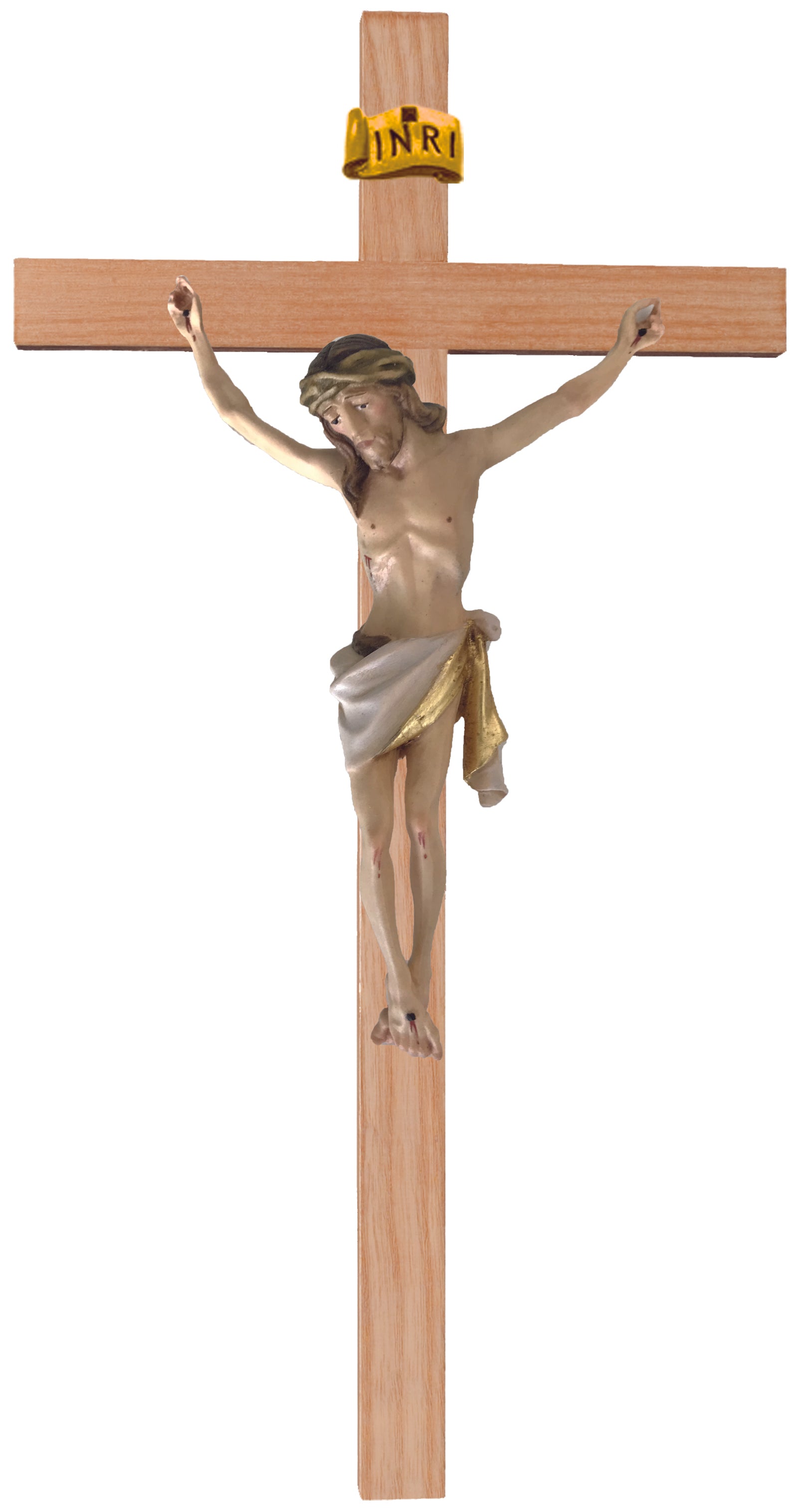 Crucifix sur croix droite bois clair