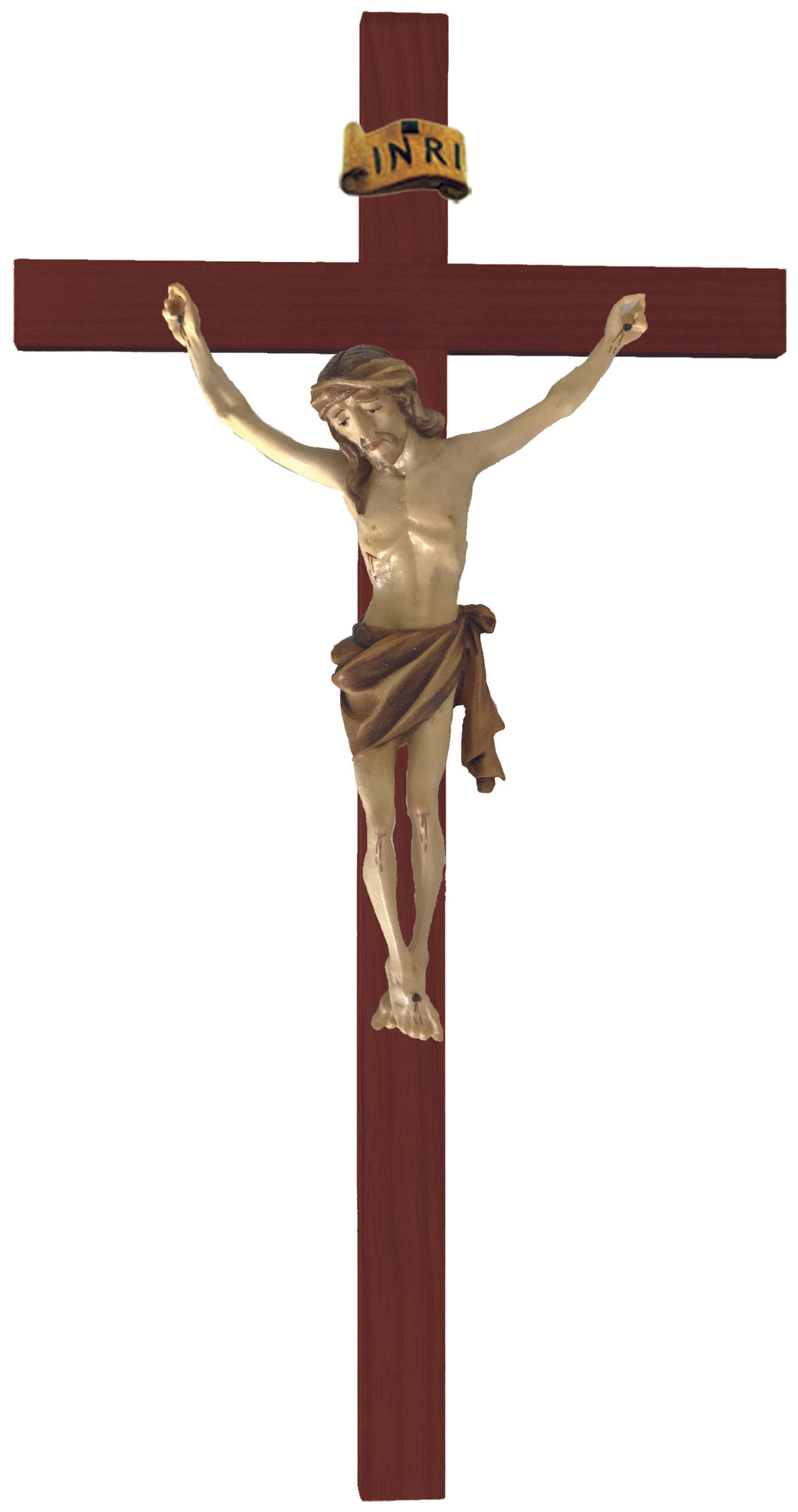 Crucifix avec croix droite en bois foncé