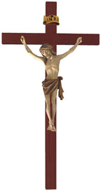 Crucifix avec croix droite en bois foncé