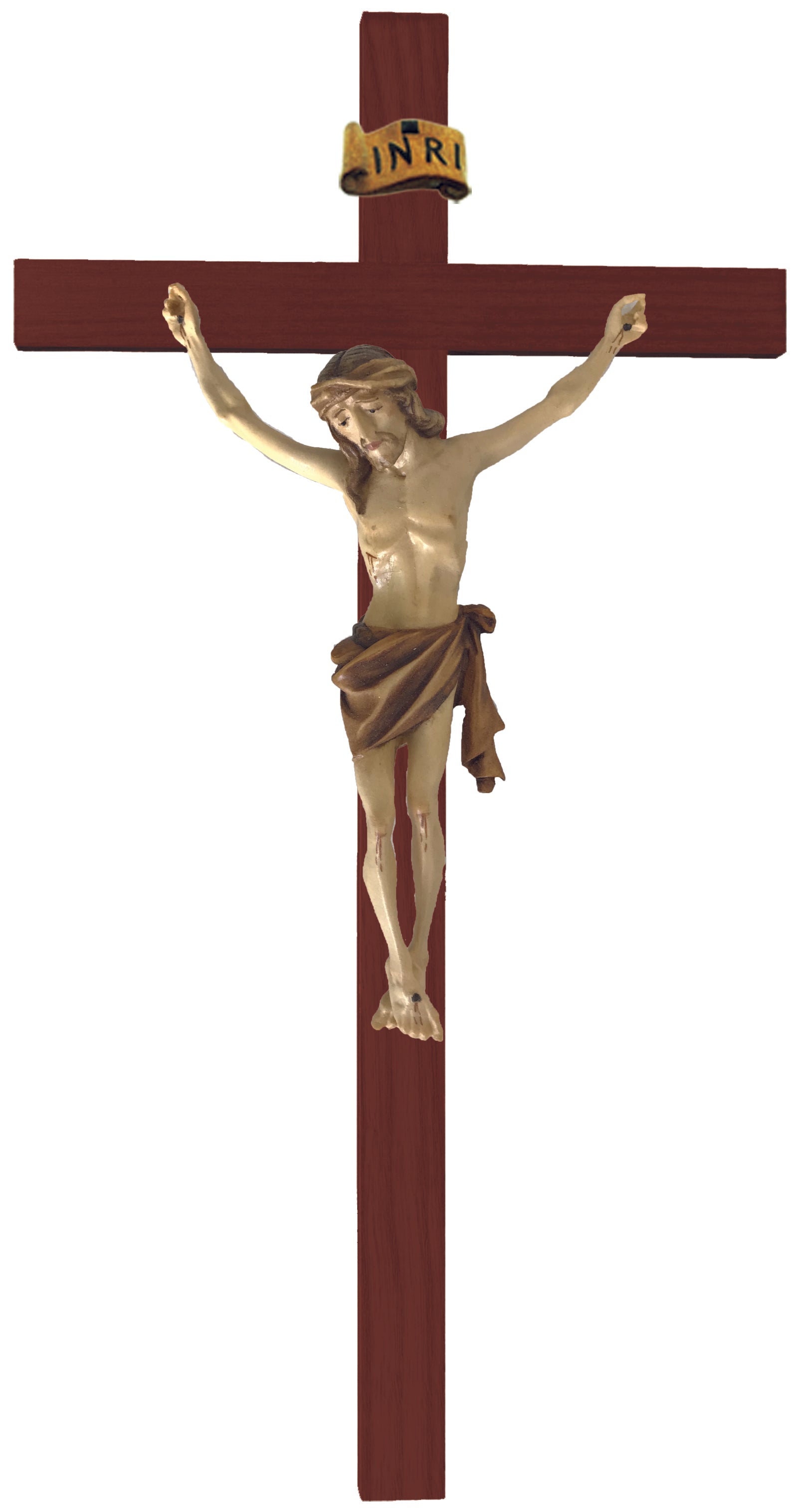 Crucifix avec croix droite en bois foncé