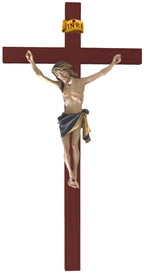 Crucifix avec croix droite en bois foncé