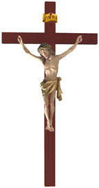 Crucifix avec croix droite en bois foncé
