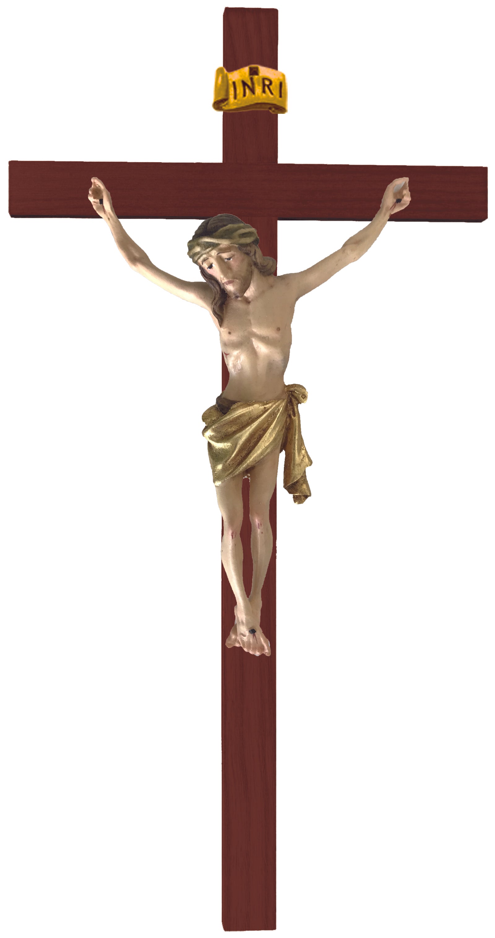 Crucifix avec croix droite en bois foncé