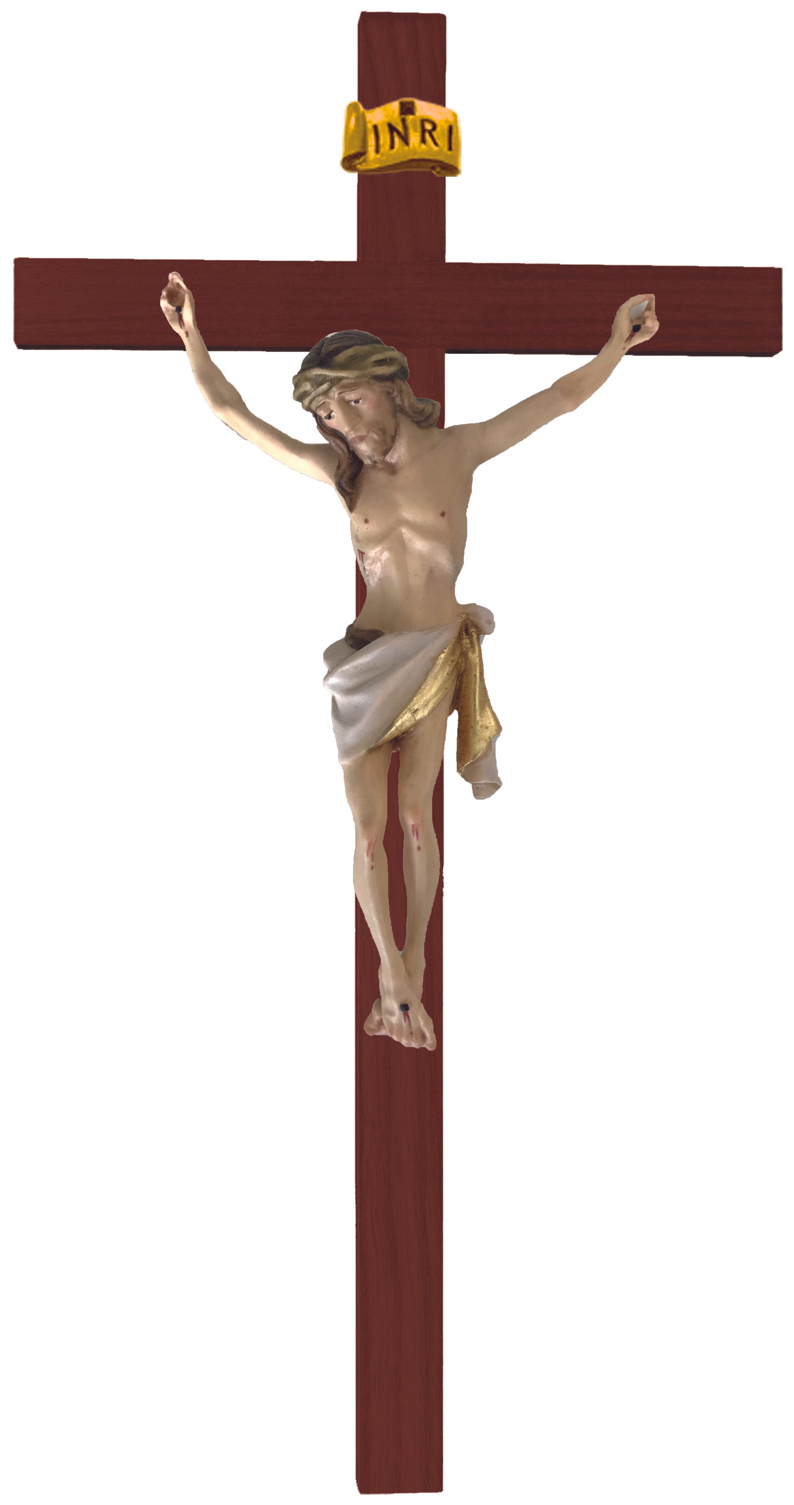 Crucifix avec croix droite en bois foncé