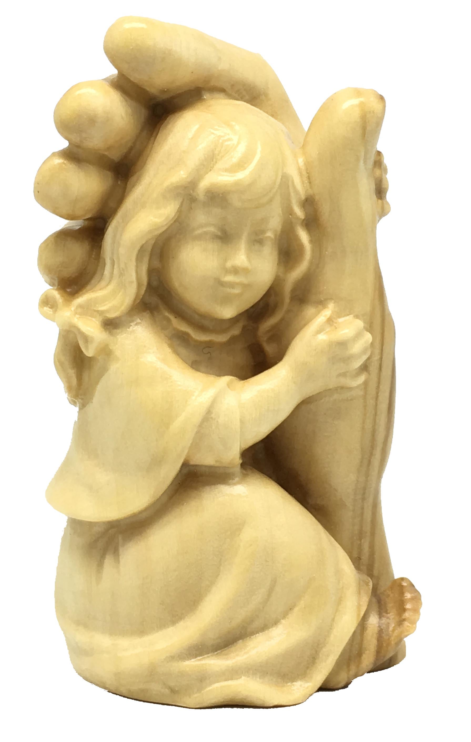 Ange gardien en bois avec bébé