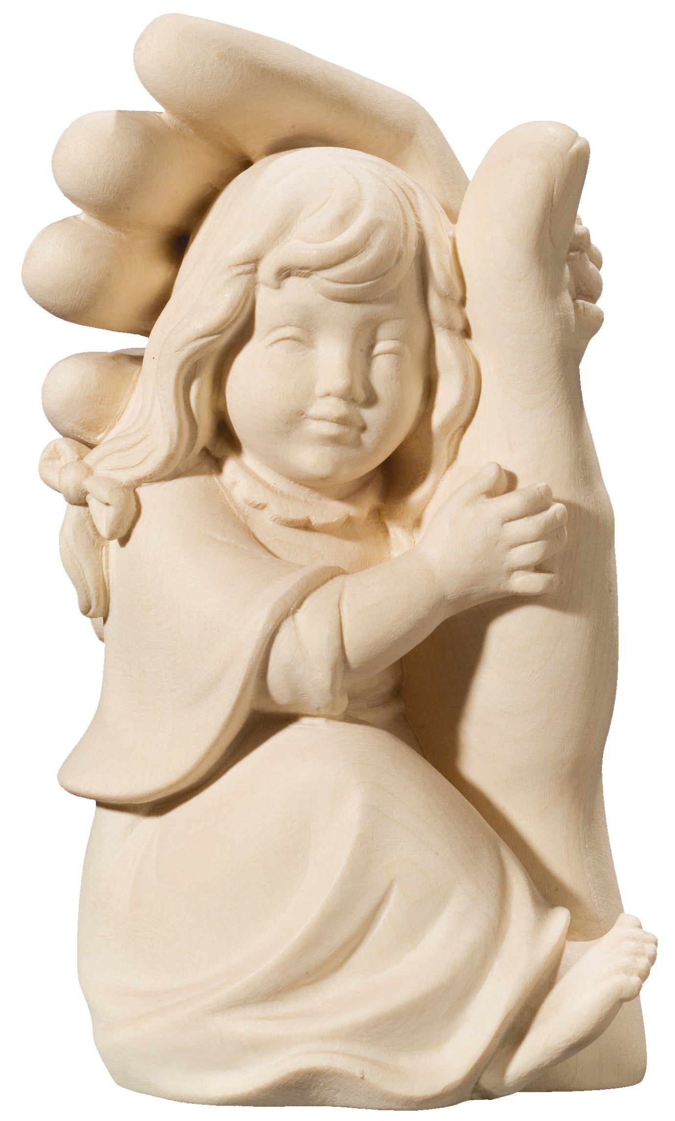 Ange gardien en bois avec bébé