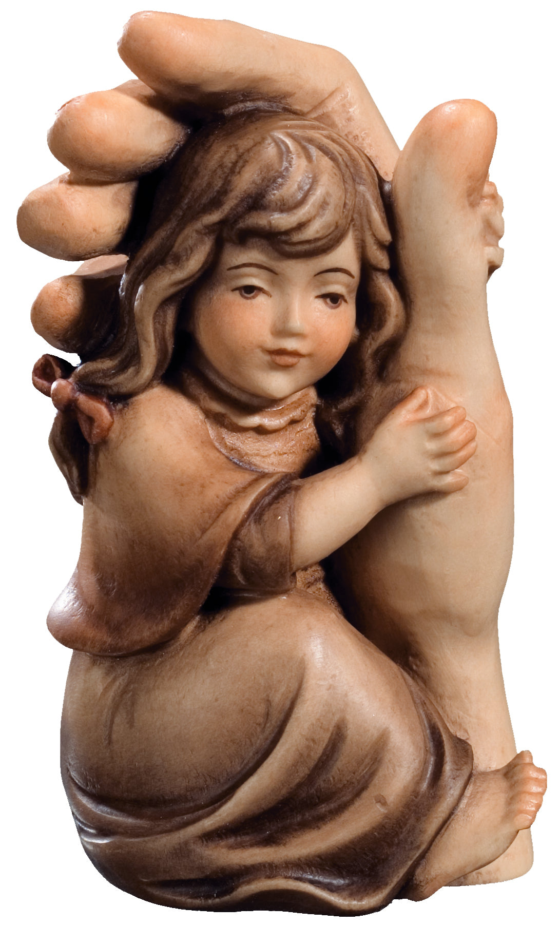 Ange gardien en bois avec bébé