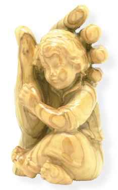 Ange gardien avec enfant et main protectrice