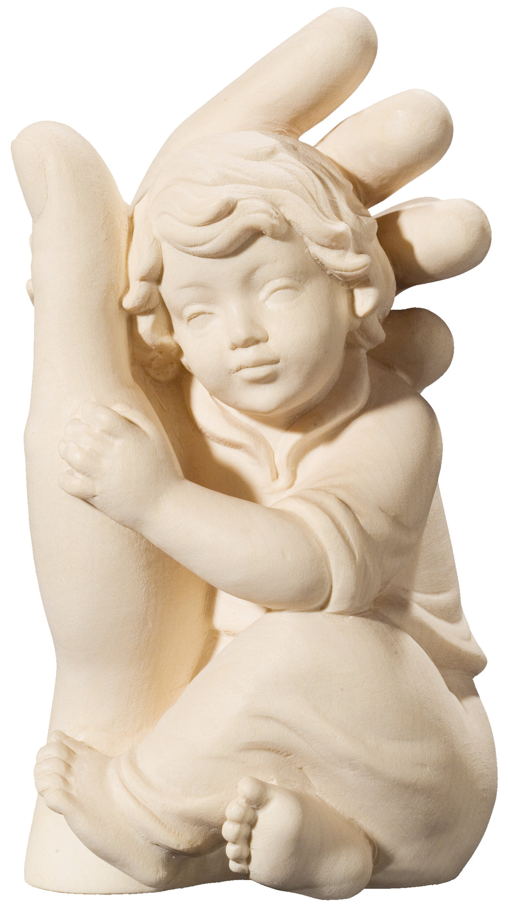 Ange gardien avec enfant et main protectrice