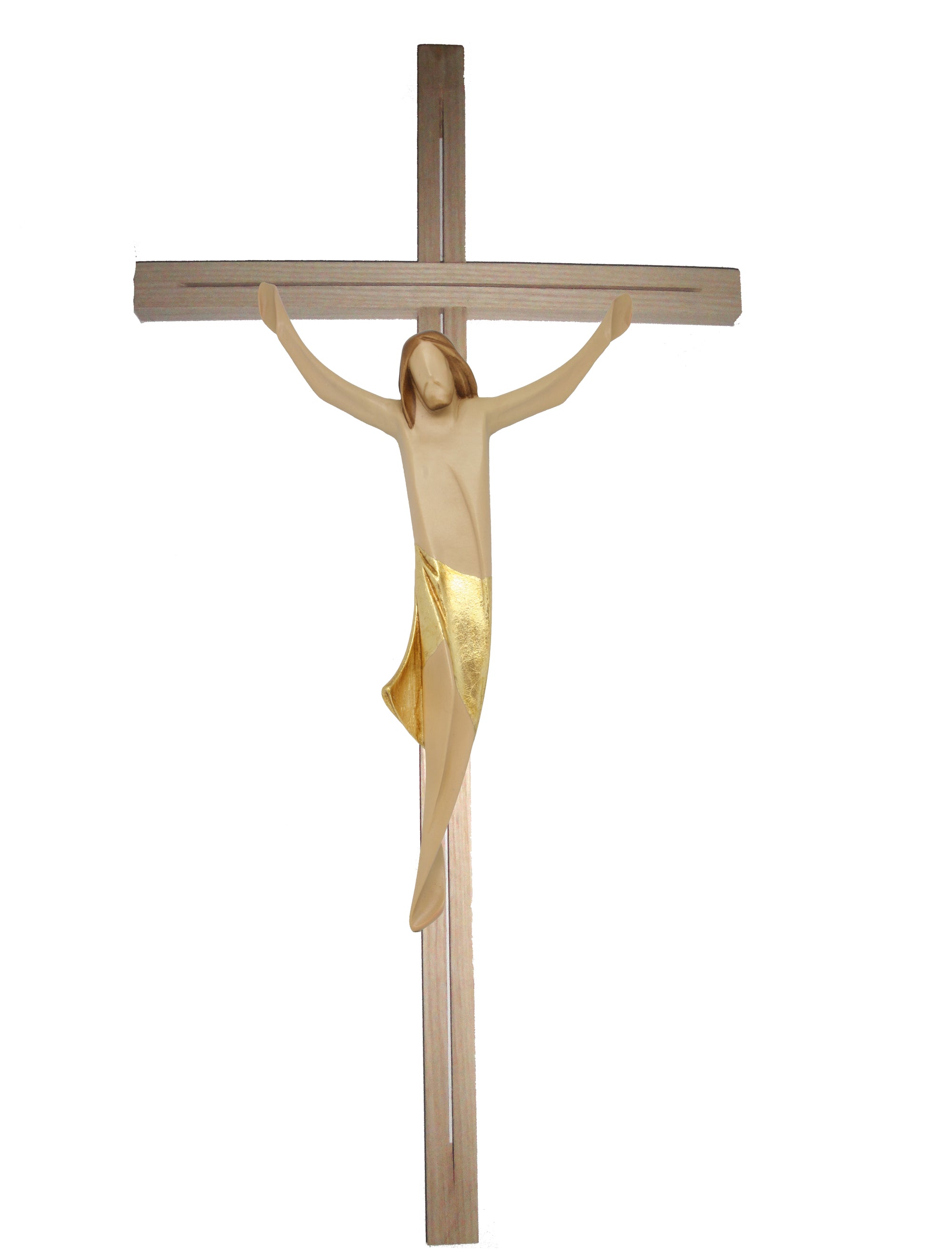 Christuskörper auf Balken gerade - Blaues Tuch