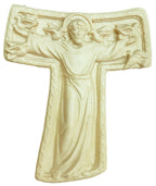 Tau-Kreuz mit Franziskus - mit Ölfarben lasiert