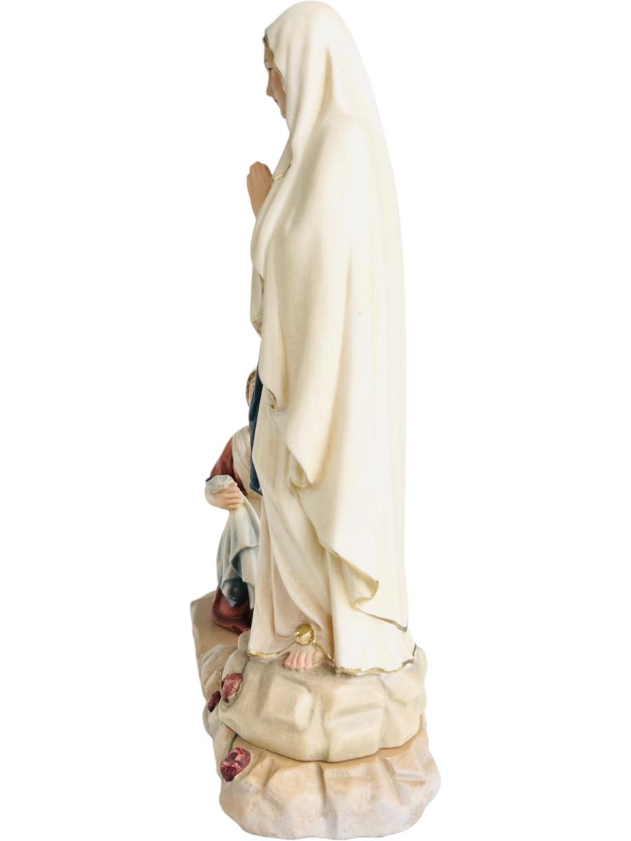 Lourdes Madonna mit Bernadette in einem Block - mit Ölfarben lasiert