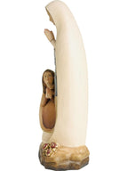 Vierge de Lourdes avec Bernadette statue en bois