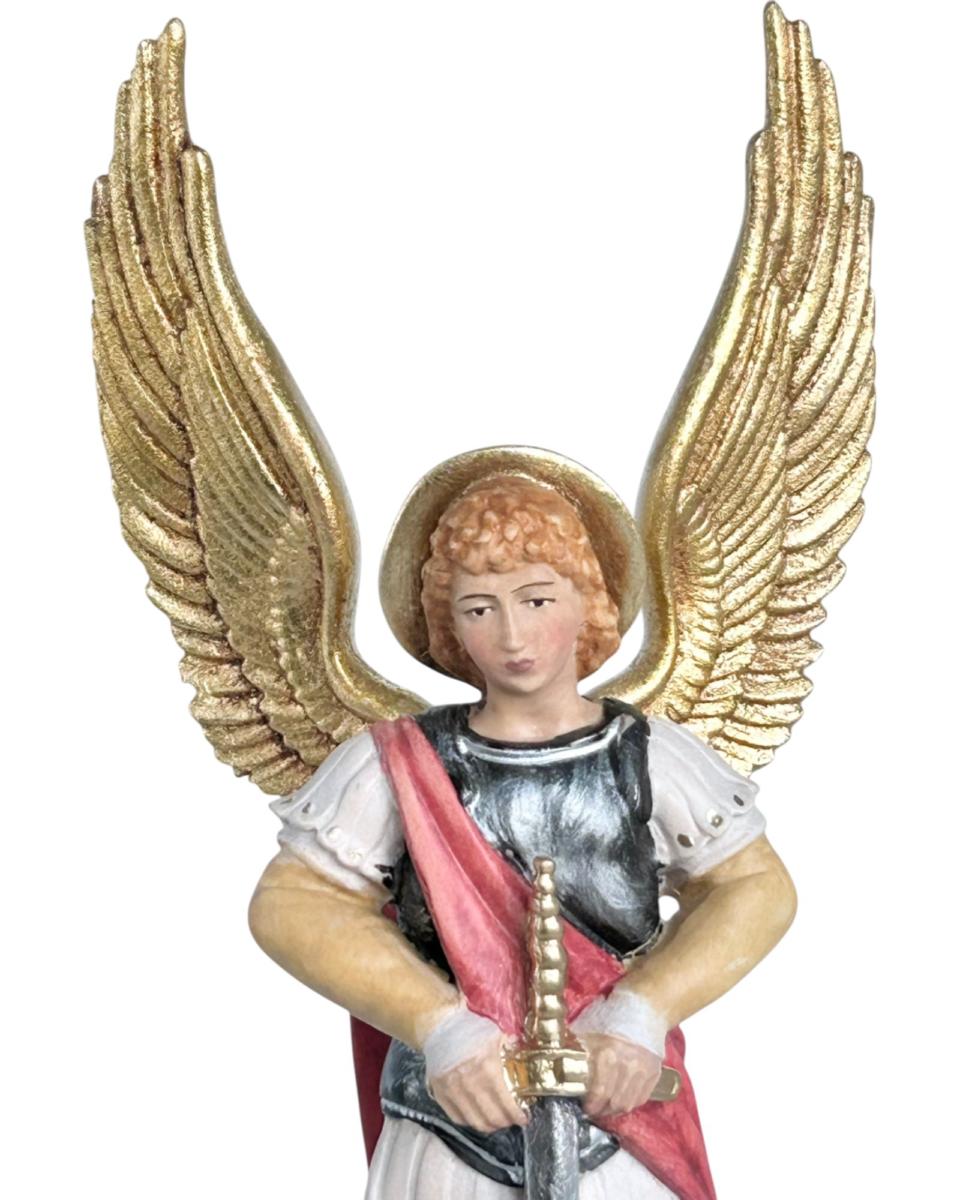 Saint Michel Archange avec épée et diable en bois