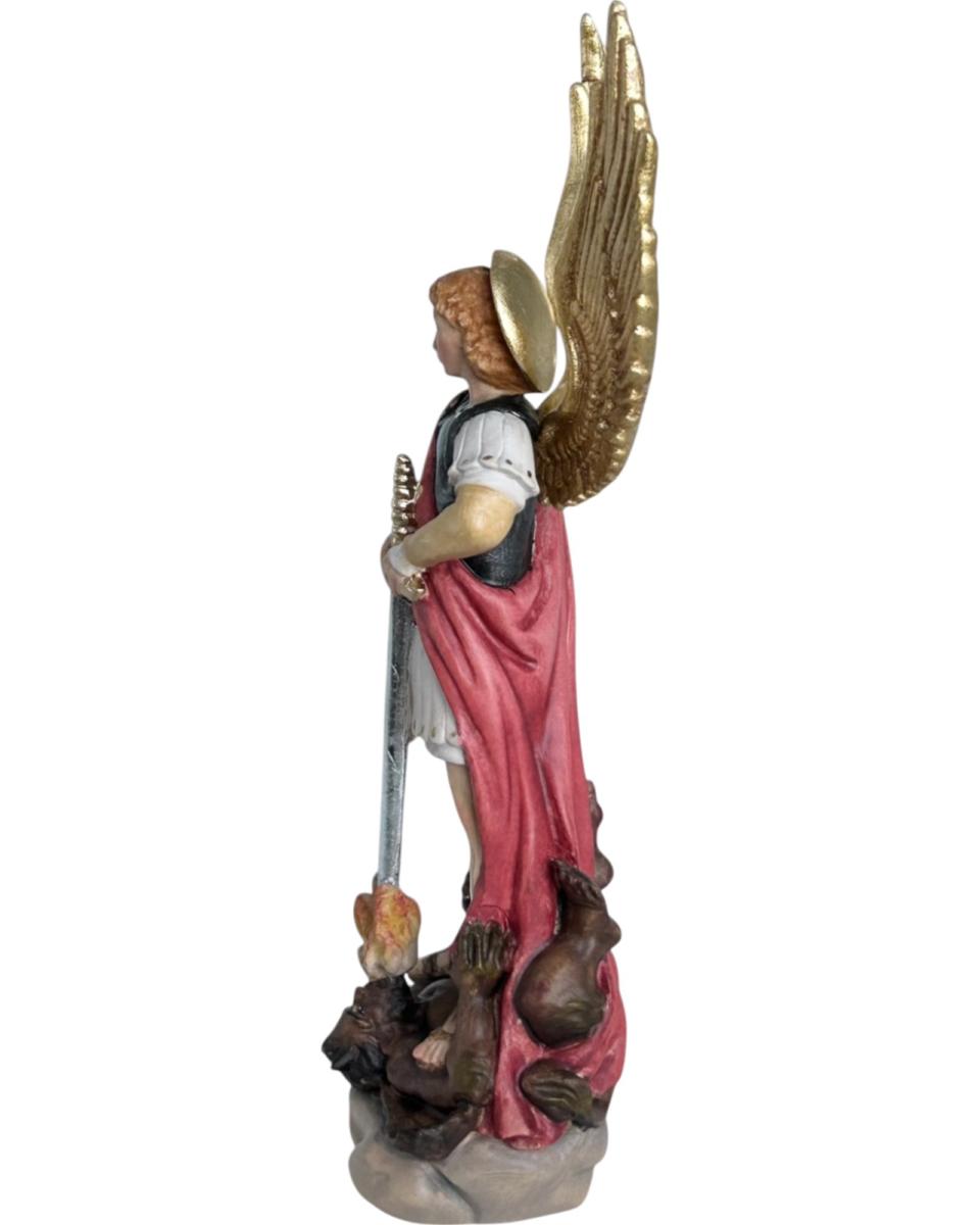 Saint Michel Archange avec épée et diable en bois